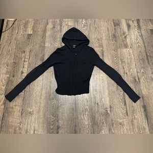 Women's size XL/XG, Arizona Jean Company brand, black zip-up hooded sweater.